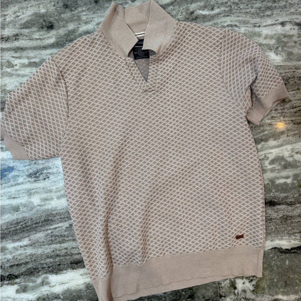 Buffalo David Bitton Beige Patterned Polo Shirt Men’s Size Large